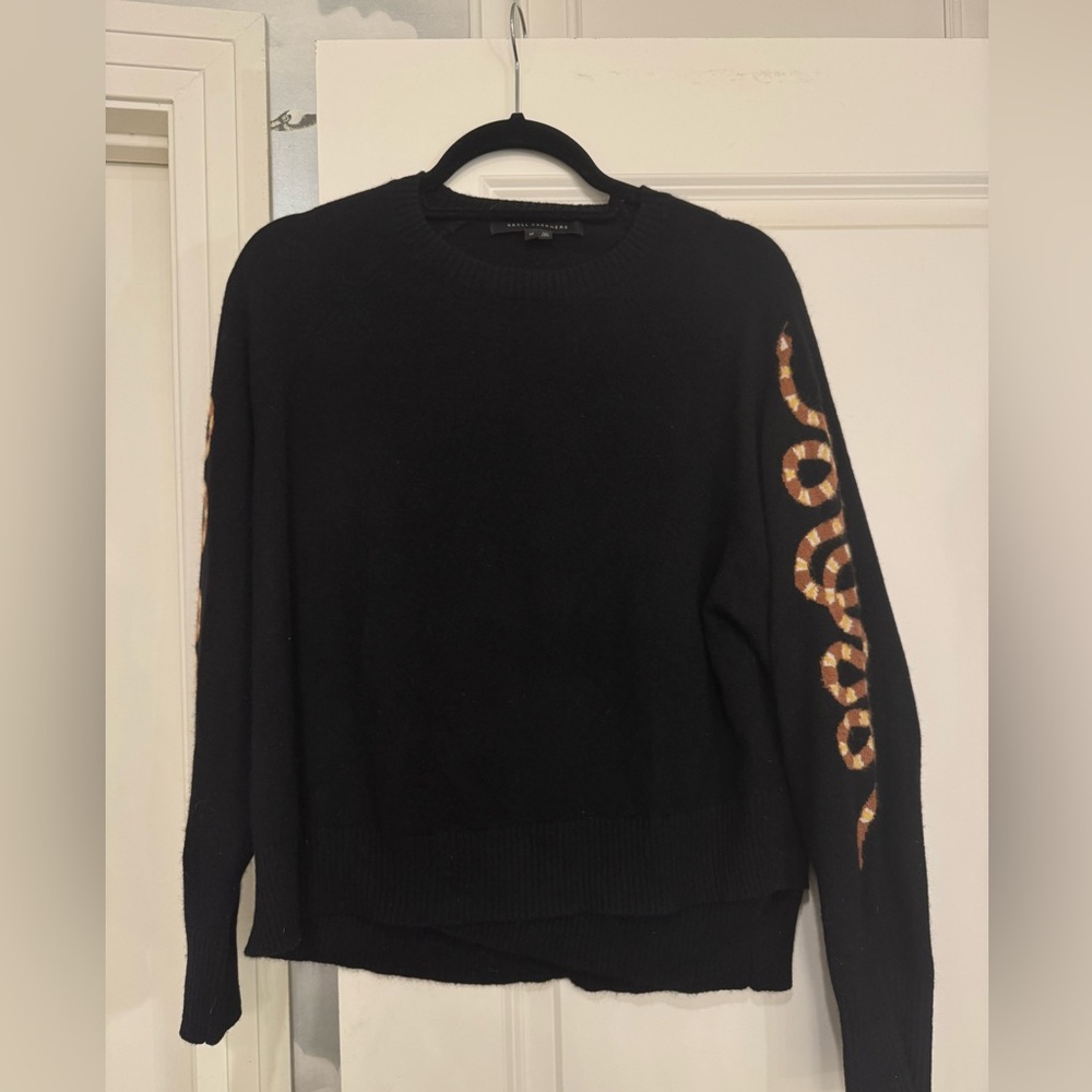 Skull Cashmere Black Sweater with Gold Snake Design